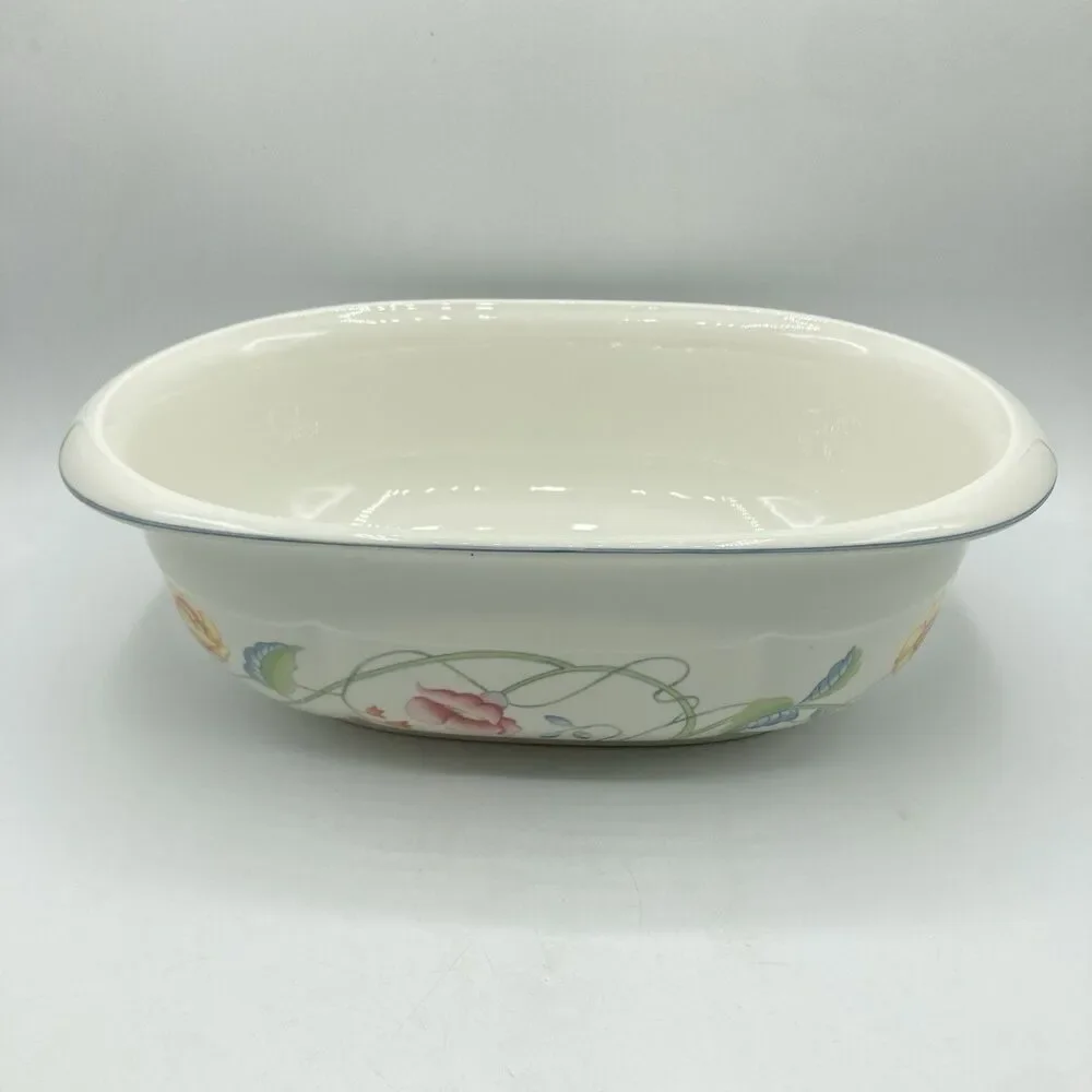 Vtg Villeroy & Boch Albertina 3 QT Oval Microwave Baker w/ Lid W Germany #1748